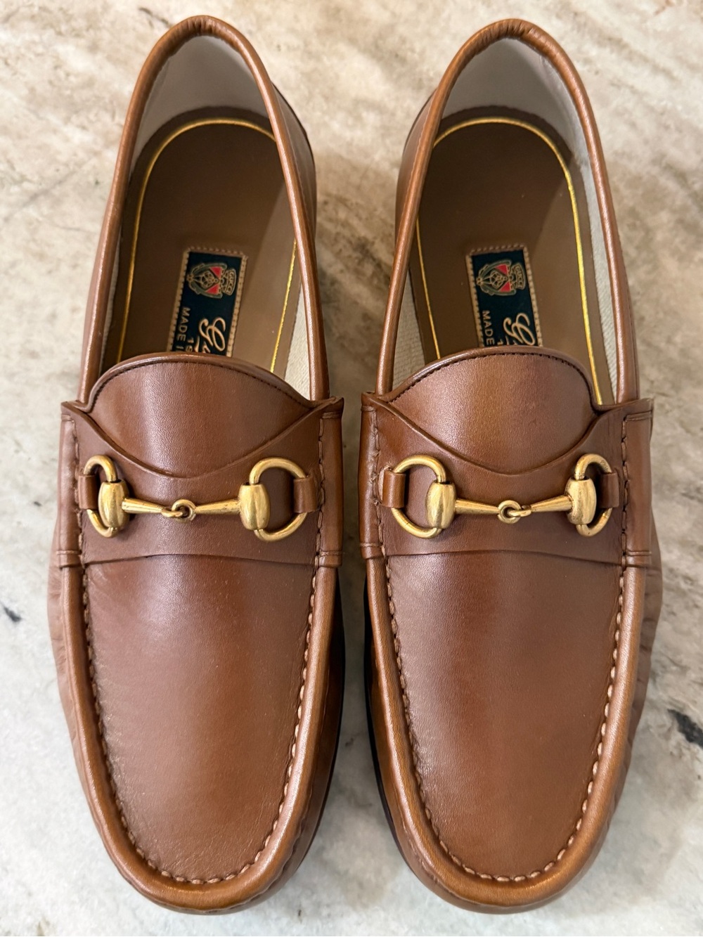 GUCCI 1953 Horsebit Tan Leather Loafer 6.5 / 7 US Jordaan Brown Sugar $1100